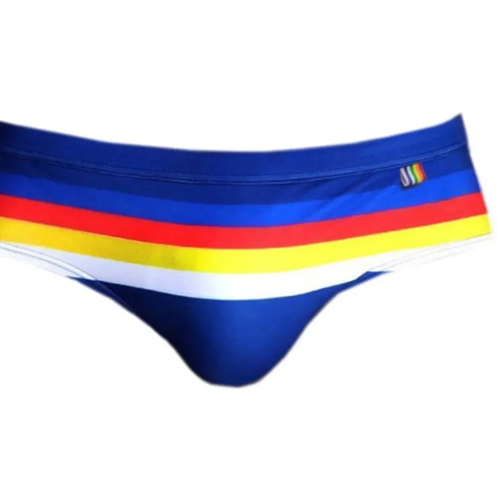 Men's Speedo Blue Stripes flattering fit swim briefs swimwear Size M